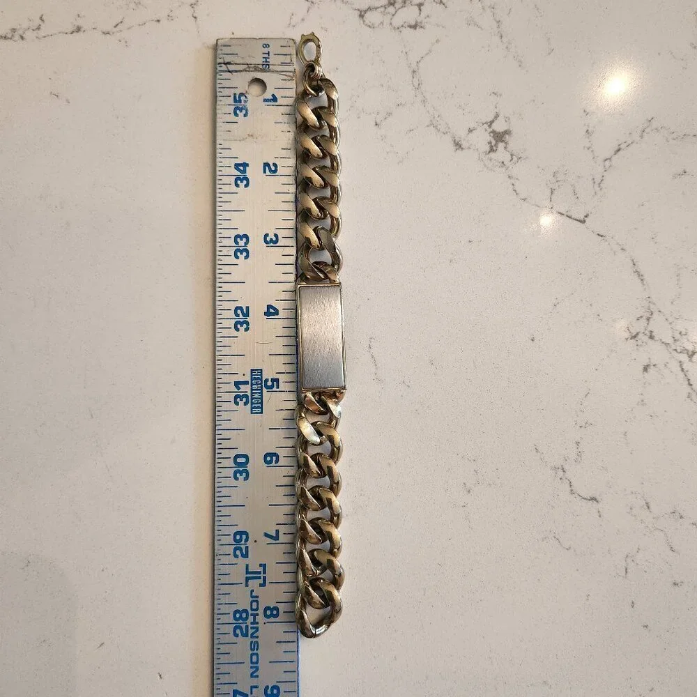 Vintage Speidel USA ID Bracelet Cuban Chain Gold Tone